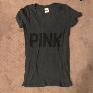 VS Pink V neck graphic number tee